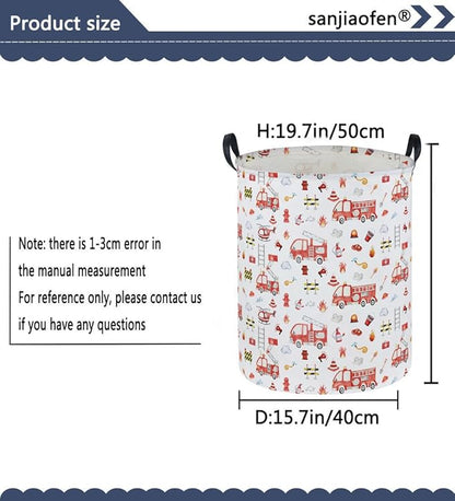 Fire engine Laundry Hamper,Kids Storage Basket with Handles,Collapsible Fabric Storage Container,Nursery Hamper,Kids Laundry Basket,Toy,Home Organizer,Gift Baskets(Fire engine)