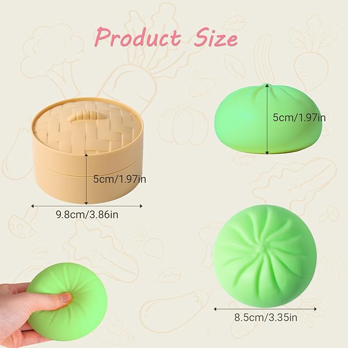 Dumpling Squishy, Mystery Squishy Dumpling Box, Fidget Toys Adults & Teens, Easter Basket Stuffers, Stocking Stuffers, Sensory Stress Ball Squeeze Toys for Stress Relief (Green)