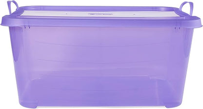 Life Story 12 Pack Light Duty Stackable Storage Bin, 55 Quart Home Organizer, Versatile Lightweight Locking Bins with Carrying Handles, Purple