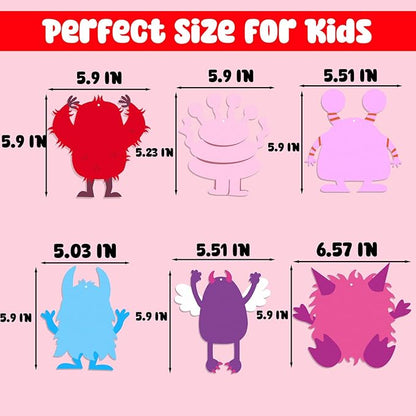 30 Sets Valentines Day Crafts for Kids, DIY Foam Monster Valentine Cards Craft Kit for Kids, Valentines Hanging Decorations Ornament Valentines Activities Supplies for School Classroom Home