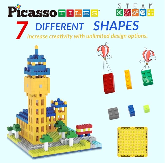 PicassoTiles 512 PCs Grand Playset Magnetic Tiles and Building Block Combo Creative Buildings & Figures Such as Bridges Hearts Unique Characters & More Educational STEM Toys Learning Activity Ages 3+
