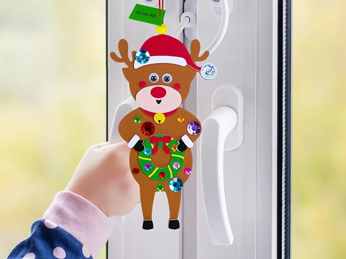 Winlyn 24 Set Christmas Craft Kits - Winter Crafts DIY Ornaments & Decorations - Festive Foam Stickers - Arts & Crafts for Kids - Holiday Home & Classroom Activities - Party Favors