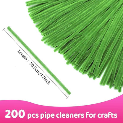 Praisebank Army Green Pipe Cleaners for Crafts (200pcs), Chenille Stems for DIY Projecets, Arts & Crafts Supplies for Festival Party Decorations