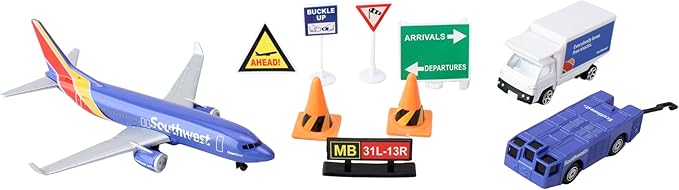 Daron Southwest Airlines Airport Playset with Die-Cast Metal Model Airplane with Plastic Parts, Cars and Transportation Toys for Kids Ages 3+