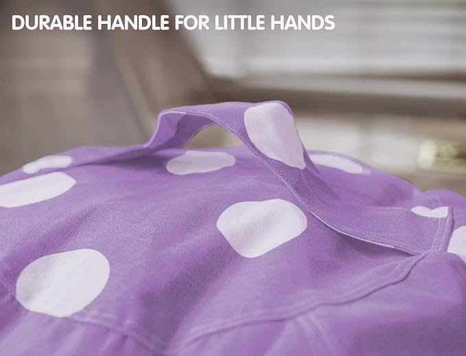 Wekapo Stuffed Animal Storage Bean Bag Chair Cover for Kids | Stuffable Zipper Beanbag for Organizing Children Plush Toys Large Premium Cotton Canvas (Purple Dot, X-Large)
