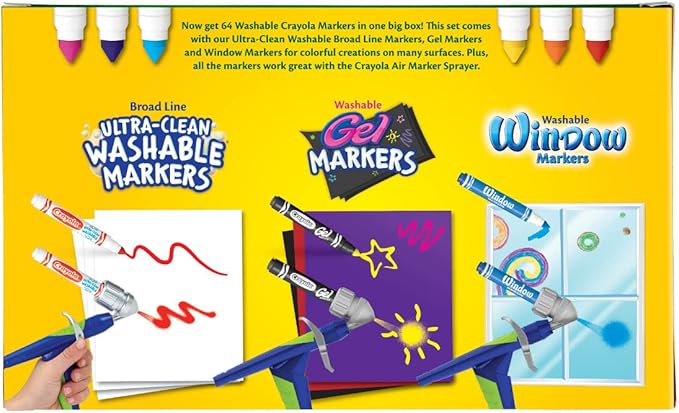 Crayola Washable Marker Set, 48 Broad Line Markers for Kids, 8 Gel Markers, 8 Window Markers, Gifts for Boys & Girls, Ages 3+