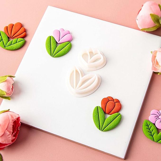 10 PCS Polymer Clay Cutters Mini Flower Petal Clay Cutters Clay Tools Set Earrings Making Mini Clay Cutters Micro Clay Molds Accessories Plastic Clay Molds for Making Jewelry Earrings Crafts