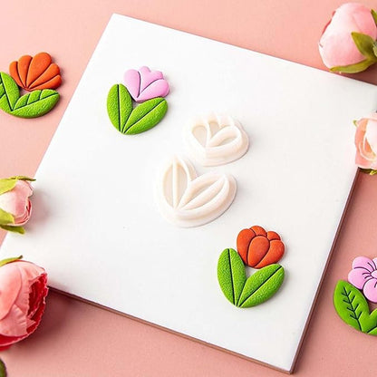 10 PCS Polymer Clay Cutters Mini Flower Petal Clay Cutters Clay Tools Set Earrings Making Mini Clay Cutters Micro Clay Molds Accessories Plastic Clay Molds for Making Jewelry Earrings Crafts
