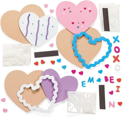 Fun Express Valentine Cookie Foam Magnets Craft Kit - Makes 12 - Valentine's Day Crafts for Kids
