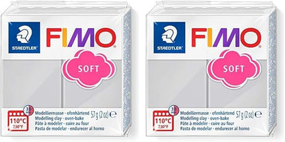 Staedtler FIMO Soft Polymer Clay - -Oven Bake Clay for Jewelry, Sculpting, Crafting, Dolphin Grey 8020-80 (Pack of 2)