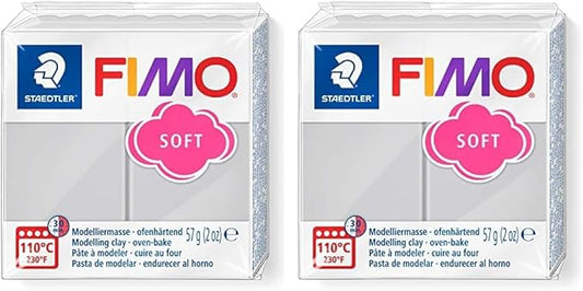 Staedtler FIMO Soft Polymer Clay - -Oven Bake Clay for Jewelry, Sculpting, Crafting, Dolphin Grey 8020-80 (Pack of 2)