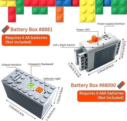 39-in-1 Motor Kit Compatible with Lego Technic: Motor*4,Battery Box*2,2.4G Receiver,IR Speed Remote Control,Control Switch & Extension Wire & LED Light Wire,with Building Block Tool Kit