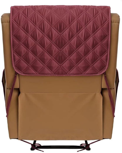 TOMORO Non-Slip Quilted Recliner Cover, 100% Waterproof Recliner Chair Slipcover Furniture Protector with Pockets, Washable Couch Cover with Elastic Straps for Kids and Pets，23 Inch