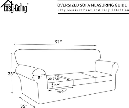 Easy-Going 100% Dual Waterproof Oversized Cover Stretch Soft Couch Cover for Dogs, Sofa Slipcover for 3 Separate Cushion Couch Leakproof Furniture Protector for Kids, Pets Brown