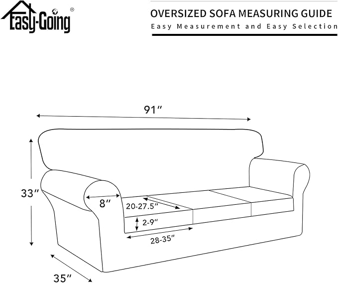 Easy-Going 100% Dual Waterproof Oversized Cover Stretch Soft Couch Cover for Dogs, Sofa Slipcover for 3 Separate Cushion Couch Leakproof Furniture Protector for Kids, Pets Gray