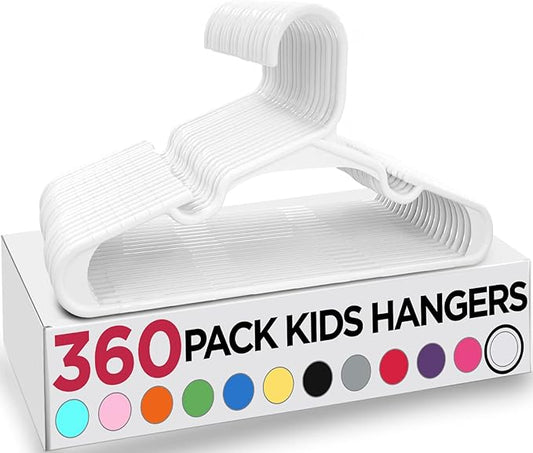 Utopia Home 360 Pack Kids Hangers - 11.5 Inch Plastic Baby Hangers for Closet - Childrens Hangers for Clothes & Infant Hangers for Closet - Ideal for Everyday Standard Use (White)