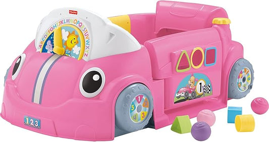 Fisher-Price Baby Learning Toy Laugh & Learn Crawl Around Car Activity Center with Smart Stages for Infants Ages 6+ Months, Pink (Amazon Exclusive)