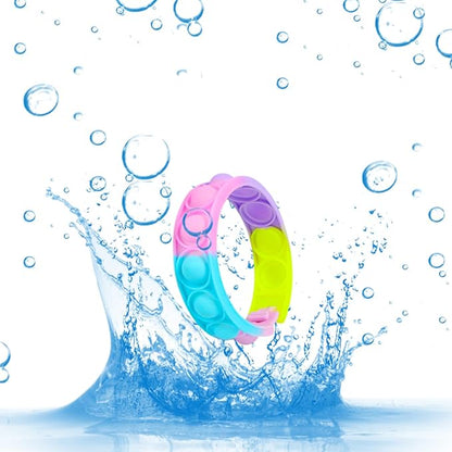 60Pcs Pop Bracelet Bubble Fidget Toys, Hand Finger Press Multicolor Silicone Wristband Toy for Classroom Prizes, Stress Reliever Fidget Bulk for Kids and Adults