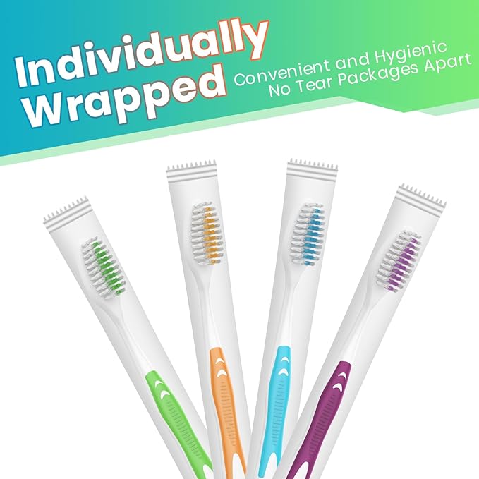 Bulk Toothbrushes 35 Pack, Individually Wrapped Toothbrushes Pack for Adults & Kids, Disposable Toothbrush Medium Soft for Travel, Donations, Hotels