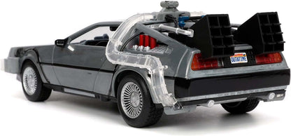 Back to The Future Part I 1:24 Time Machine Die-cast Car Light Up Feature, Toys for Kids and Adults