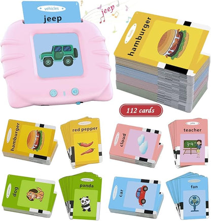 Toys for Ages 2-4 Talking Flash Cards for Toddlers 1-3,Preschool Learning Activities Flashcards,Educational Learning Kids Toys Boys 3-5 Or 3 Year Old Girl Gifts to Promote Speak and Spell (Pink)