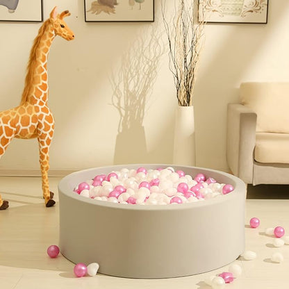 GOGOSO 100 Pieces Star Ball Pit Balls Plastic Phthalate&BPA Free Stress Balls for Toddlers and Kids Playhouse Ball Pit Accessories, Pearl Purple+Pearl Gray+Gray+White