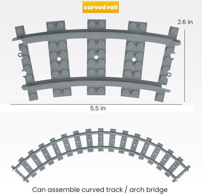 Finger Rock City Train Tracks Building Block Set, 212 Pcs Flexible Rails Train Track Railroad Expansion Accessory Set for Kids, Uphill and Downhill, Straight Curved Tracks