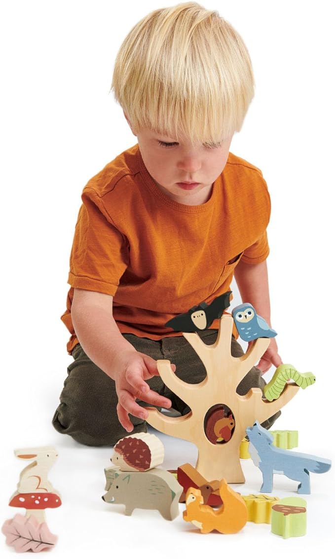 Tender Leaf Toys - Stacking Forest - Wooden Animal Balancing Game for Children and Toddlers - Manual Dexterity and Cognitive Development for Ages 18 Months+