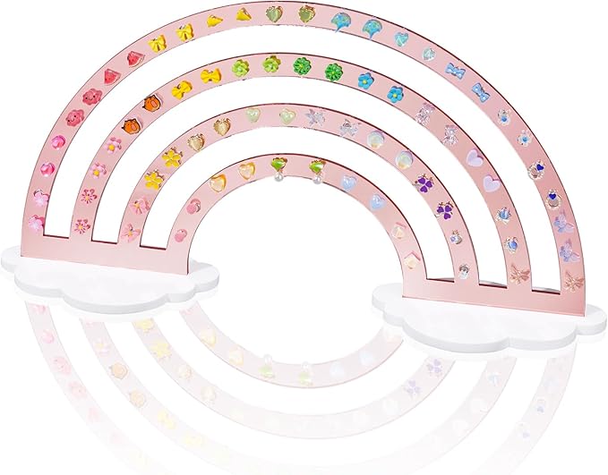 NiHome Mirror Finish Rose Gold Acrylic Earring Holder 74-Hole Rack for 37 Pairs - Versatile Storage Easy Assembly Cloud Shape Base Stylish Jewelry Organizer for Home Decor, Jewelry Display (1PC)