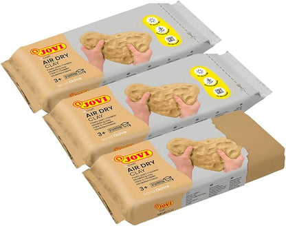 Jovi - Air Dry Clay, Set of 3 Units, 1.1lb Each, Total of 3.3 lb, No Oven Needed, Sand Ochre Color, Pottery Clay for Arts and Crafts Projects (P85O/3)