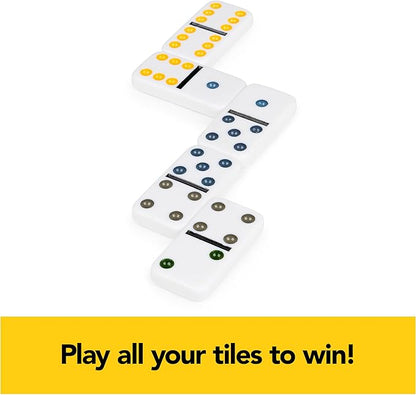 Spin Master Games, Mexican Train Dominoes Set in Aluminum Carry Case, Includes Colorful Trains for Fun-Filled Family Game Night, for Kids & Family, 2-8 Players, for Ages 8 & Up