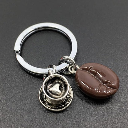 Abaodam 12Pcs Coffee Bean Keychain Coffee Party Favors Coffee Key Chain Bracelet Kids Party Favors Car Handbag Zinc Alloy Coffee Keychain