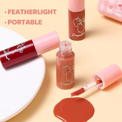 6 Colors Lip Gloss Set, Hydrating Korean Lip Gloss for Women, Non-Sticky Lip Oil Stain, Lip Stain Long Lasting Waterproof, Shiny Lip Gloss for Lip Makeup and Gifts, High Pigment, Vivid Color (Set A)