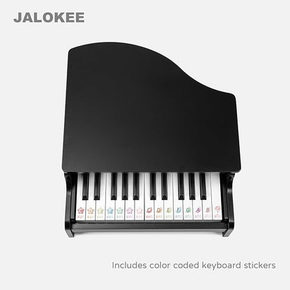 Kids Piano Keyboard, 25 Keys Grand Piano for Kids, Mini Music Educational Instrument Toy, Volume Adjustable, Wood Toy for Toddlers Girls Boys (Black)
