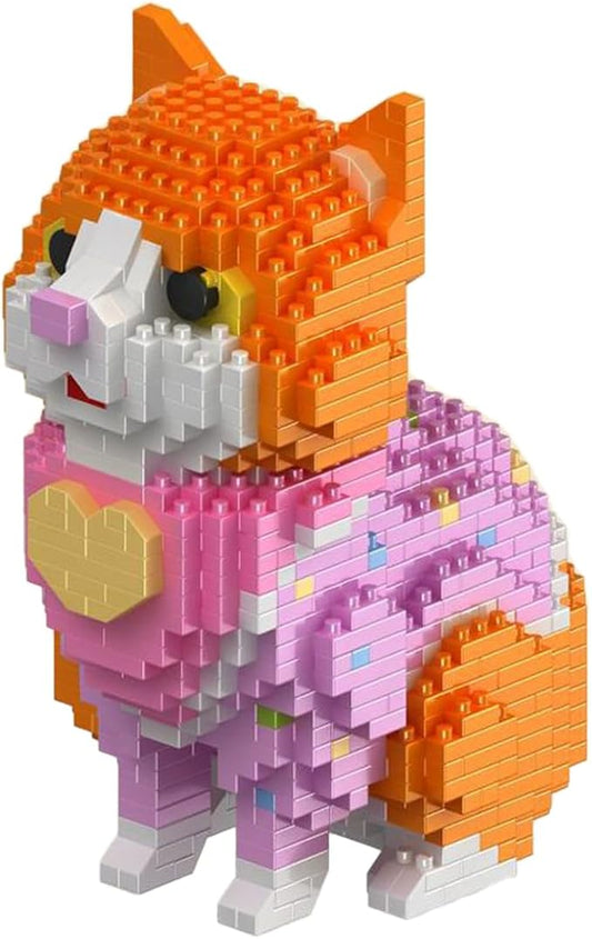 Cute Animal Building Blocks, Pet Micro Mini Building Blocks for Adults and Kids Age 6+ Gift Toy 1006 Pcs (Orange Cat)