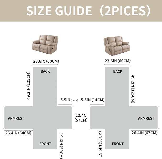 Easehomey Waterproof Loveseat Recliner Cover,Non Slip Reclining Couch Covers for 2 Seat,Dog Chair Cover Furniture Protector Washable Chair Cover with Pocket for Kids,Pets,Dogs(Beige,2Seat)