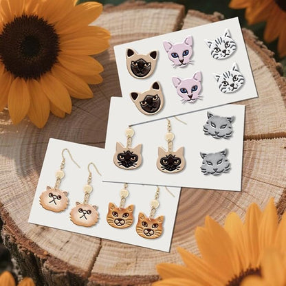 ORIGACH 20 Pcs Small Stud Cute Cat Polymer Clay Cutters Set Earring Clay Cutter DIY Craft Supplies for Earring and Jewelry Making