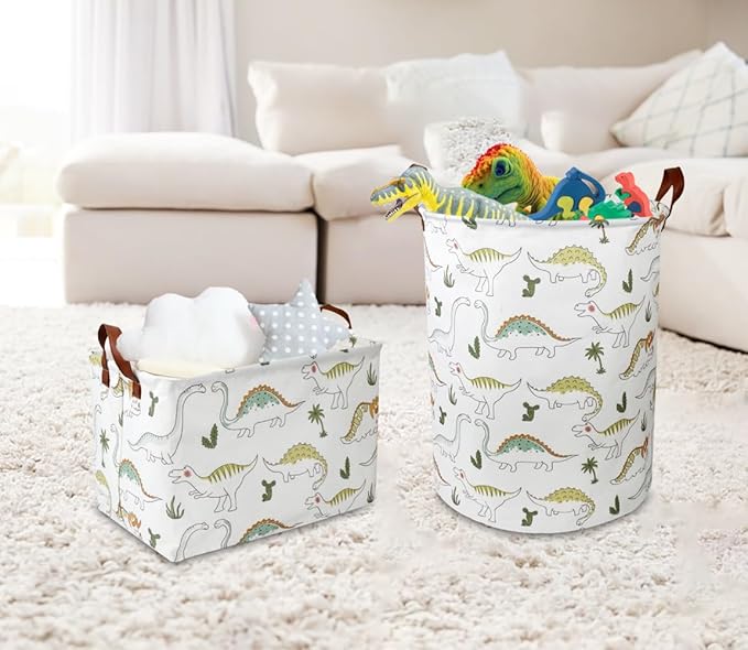 NTAOHAMPER Dinosaur Laundry Hamper, laundry Basket, Waterproof Storage Bin for Bedroom, Clothes Organizer Basket, Room Decor(Light Dinosaur)