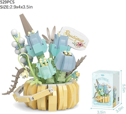 Flowers Succulents 3.6In Building Toy Set, 529 Pcs Botanical Collection for Office Home Decoration Flower Plant Building Blocks Toy, As a Adults, Kids, Girls Idea Gifts