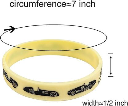 Cleverplay 24 Pack Vintage Race Car Wristbands Bracelets, Birthday Decoration Vintage Race Car Party Favors for Kids