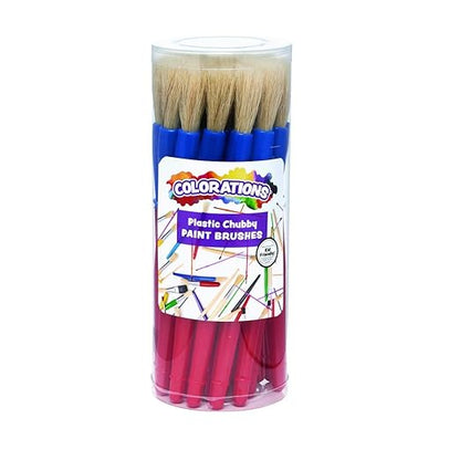 Colorations® Best Value Plastic Handle Brushes - Set of 24 - Crafts for Kids, Painting for Kids, Bulk Paintbrushes, Paintbrush Value Pack, Brush Set