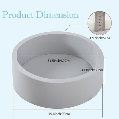 SHJADE Foam Ball Pit, 35.4"x 11.8" Ball Pits for Toddlers, Soft Round Kiddie Baby Playpen Ball Pool for Kids, Ideal Gift for Babies Indoor and Outdoor Game, Grey, (Balls not Included)