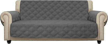 CHHKON Sofa Cover 100% Waterproof Non-Slip Quilted Furniture Protector Sofa Slipcover for Children, Pets for Leather Couch (Dark Grey, 68")