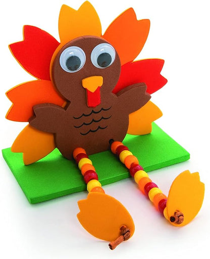 Fun Express Beaded Thanksgiving Turkey CK-12 - Craft Kits - 12 Pieces