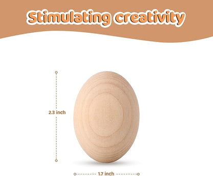 Wooden Eggs, 20-Count Unpainted Wooden Eggs in Carton for Painting, Crafts, and Dyeing, Food Toys for Kitchen Play and Room Decor, Fake Eggs for Nesting Boxes and Poultry Incubators.