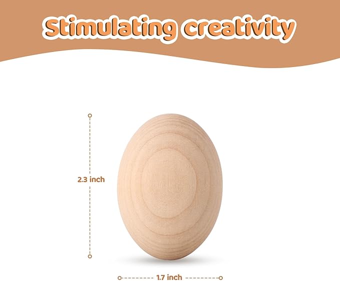 Wooden Eggs, 10-Count Unpainted Wooden Eggs in Carton for Painting, Crafts, and Dyeing, Food Toys for Kitchen Play and Room Decor, Fake Eggs for Nesting Boxes and Poultry Incubators.