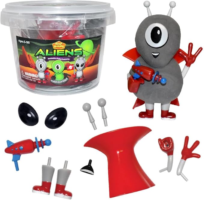 Aliens Craft Kit 3 Pack – Build, Play, and Display 3 Air-Dry Clay Aliens, Great for Birthday Parties, Trick or Treating, Stocking Stuffers, for Kids, Boys and Girls Ages 5+