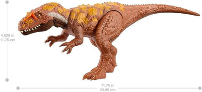 Mattel Jurassic World Wild Roar Dinosaur Toy with Sound & Attack Move, Megalosaurus Posable Action Figure Includes Digital Play, 11 inches Long