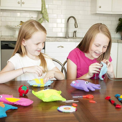 Kid Craft Felt Kit - 6 Cute Sea Animals Beginners Sewing Kits - Little Kids Ages 7 to 12 - Easy Childrens First Sew Kit - Great for Travel - Fun Beginning DIY Crafting for Girls and Boys