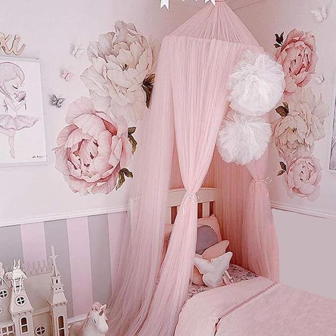 ESUPPORT Dome Princess Bed Canopy Round Lace Mosquito Net Play Tent Hanging House Decoration Lace Netting Curtains for Indoor Outdoor